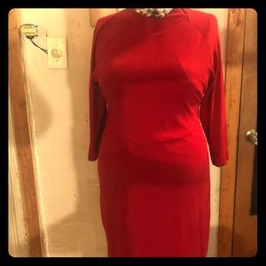 Jones wear sexy red bodycon  midi dress